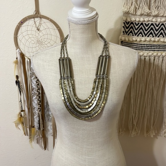 Large Silver and Bronze Women’s Necklace - Picture 3 of 6